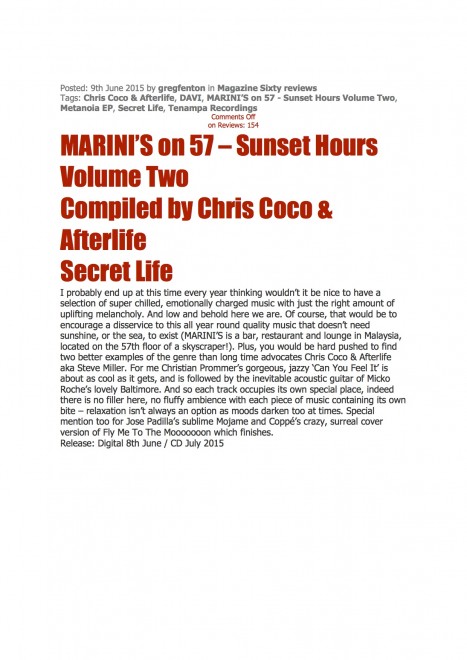 coppé featured on sunset hours !